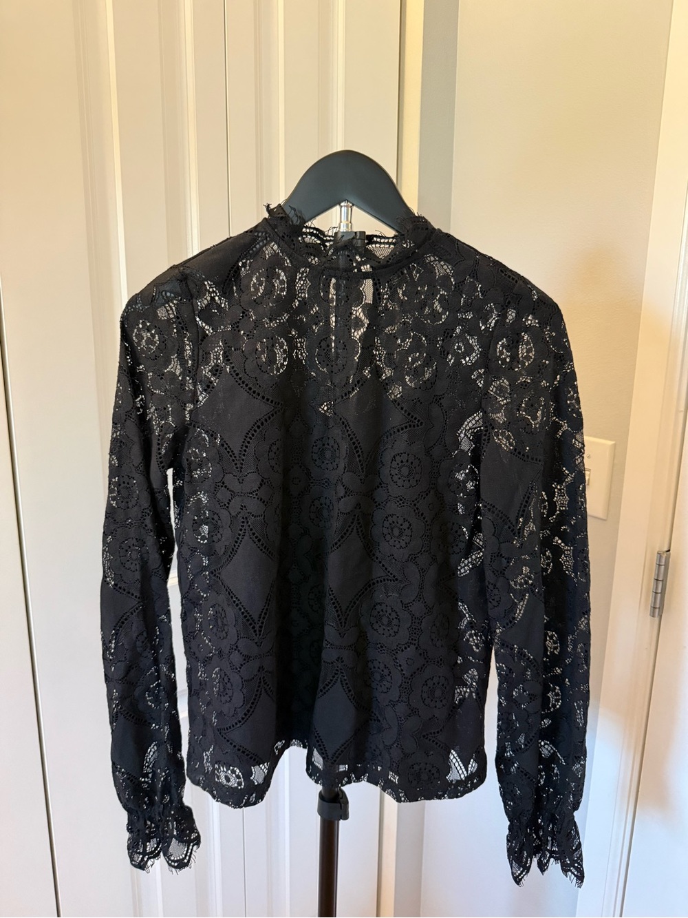 Vero Moda Black Lace Top with Floral Crochet